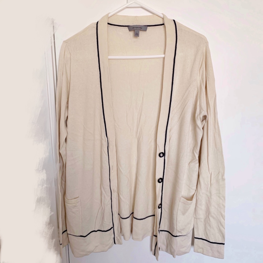 Beige/White Cashmere Silk Cardigan
